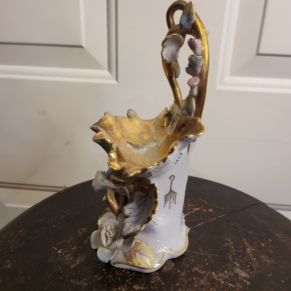 Antique Rare Parisian “Paris Vieux” Gold Tone Porcelain Trinket Bowl - Picture 2 of 8